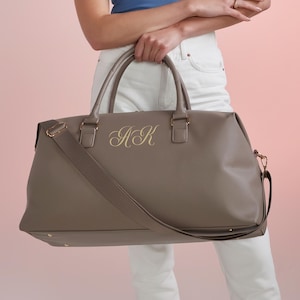 Personalised bag with Initials, Weekender Holdall Initials, Faux Leather Bag, Monogram Bag, Hand Luggage Bag, Bags for Women, Bag with strap