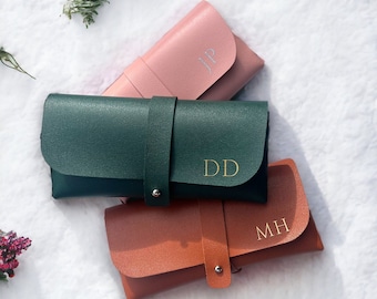Personalised faux Leather Glasses & Sunglass Case for Women, Minimalist Eyeglasses Case for Her, Personalised Soft Glasses Holder, Monogram