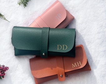 Personalised faux Leather Glasses & Sunglass Case for Women, Minimalist Eyeglasses Case for Her, Personalised Soft Glasses Holder, Monogram