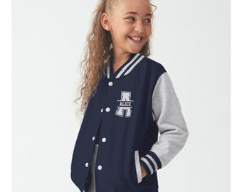 Chaqueta universitaria personalizada con nombre para niños y adultos, chaqueta universitaria personalizada para niños, chaqueta estilo béisbol, chaqueta escolar para niños, chaqueta unisex