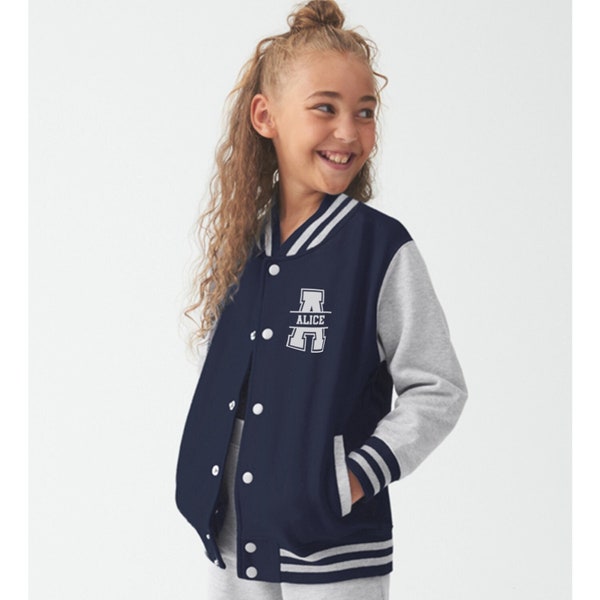 Personalisierte Kinder & Erwachsene Name Varsity Jacke, maßgeschneiderte Kinder Varsity Jacke, Baseballjacke, Kinderschuljacke, Unisex Jacke