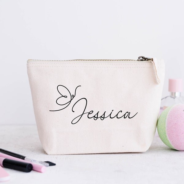 Personalised Make Up Bag Cosmetic Wash ANY NAME Birthday Gift For Bridesmaid Wedding Rose Gold Pink Rose Gold Bag