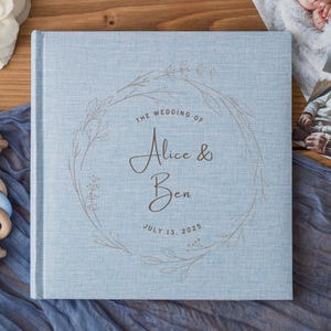 Custom Wedding Guest Book, Linen Photo Album, Engagement and Anniversary Scrapbook, Wedding Keepsake, Wedding Reception Book, Personalised