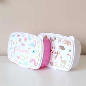 Boîte à lunch personnalisée pour enfants, boîte à sandwich avec nom, boîte à lunch pour enfants personnalisée, boîte à collation avec nom, Woodland, licorne, sac à lunch d'école