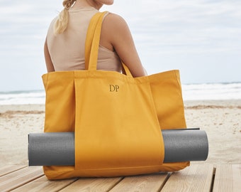 Personalised Monogram Yoga Bag, Tote Bag for Yoga, Custom Yoga Bag, Pilates Bag, Organic tote Bag, Yoga Mat holder bag, Yoga Bag with Holder