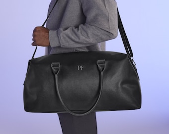Personalisierte Tasche mit Initialen, Weekender Holdall Initialen, Kunstledertasche, Monogrammtasche, Handgepäcktasche, Taschen für Frauen, Tasche mit Riemen