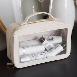 Personalised Clear Cosmetic Bag With Small Monogram Custom Makeup Bag Clear Wash Travel Bag Personalised Gift for Bridesmaid Travel Bag Etsy