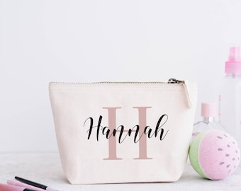 Personalised Make Up Bag Cosmetic Wash ANY NAME Birthday Gift For Bridesmaid Wedding Rose Gold Pink Rose Gold Bag