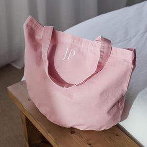 Personalised Custom Tote Classic Shopper Bag, Initials Monogram Beach Bag, Shopping Bag, Gift for Her, recycled cotton tote bag, washed look