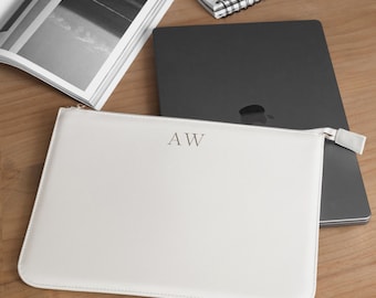 Personalised 13" Laptop Case, Custom Faux Leather 13 inch Laptop Sleeve, Gift for uni, Personalised Laptop Stand Cover, Secure Slim