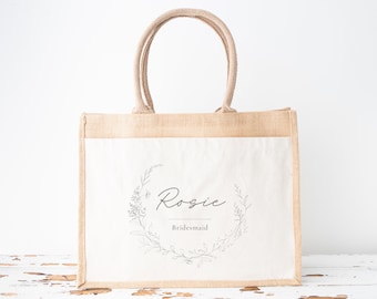 Personalised Tote Gift Bags, Bridesmaid Burlap Tote Bags, Bridesmaid Bag gift, Name Jute Tote Bag, Bridesmaid Gift, Hen Party Bag, Birthday