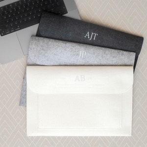 Gepersonaliseerde monogram vilten documenthouder, laptoptas, papieren portfolio, A4 documentopberger, papieren documentenmap, A4-papiermap, hoes