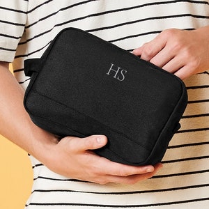 Personalised Toiletry wash bag, Initials bag with monogram, Cosmetic Makeup Bag, Toiletry Bag, Vegan Bag for Bridesmaid, Fathers day bag