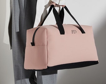 Personalised bag with Initials, Weekender Holdall Initials, Matte finish Bag, Monogram Bag, Hand Luggage Bag, Bags for Women, Bag with strap