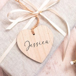 Personalised christmas gift tags, christmas tags for presents, heart shaped tag, Wooden Stocking Name Tag, Name Tags for Christmas Stocking