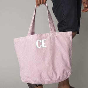 Personalised Custom Tote Classic Shopper Bag, Initials Monogram Beach Bag, Shopping Bag, Gift for Her, recycled cotton tote bag, washed look