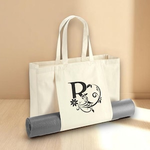 Personalised Monogram Yoga Bag, Tote Bag for Yoga, Custom Yoga Bag, Pilates Bag, Organic tote Bag, Yoga Mat holder bag, Yoga Bag with Holder