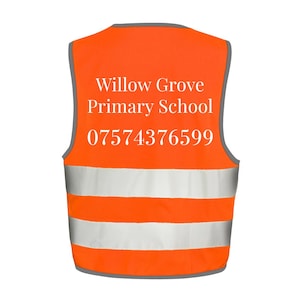 Personalised Children’s Hi Vis Jacket, Custom School Name Phone Number, Kids Safety Vest for Trips & Outdoor Visibility, Hi Viz vest