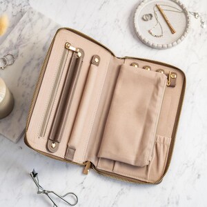 Personalised Jewelry Box Case, Vegan Leather Jewellery Travel Case, Bridesmaid Proposal Gift, Bridal Party Gift, Christmas Gift for Her image 5