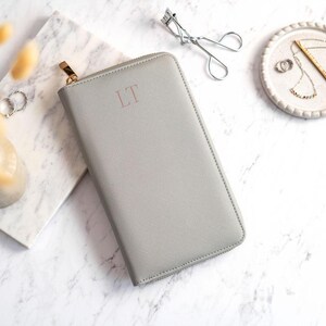 Personalised Jewelry Box Case, Vegan Leather Jewellery Travel Case, Bridesmaid Proposal Gift, Bridal Party Gift, Christmas Gift for Her Grey