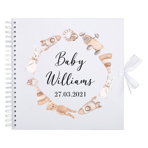 Personalised Baby Shower White Guest Book Scrapbook, baby shower gift, baby memory book for mum to be, pregnancy gift, scrapbook album book