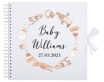 Personalised Baby Shower White Guest Book Scrapbook, baby shower gift, baby memory book for mum to be, pregnancy gift, scrapbook album book