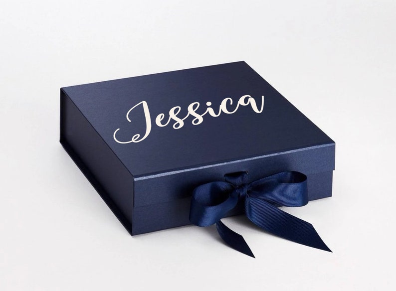 Navy Medium Personalised Gift Box Christmas Gift Box | Etsy