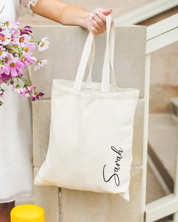 Bolsa de mano personalizada de algodón natural, bolsa de compras