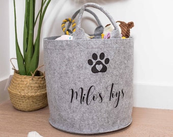 Personalised Pet Storage Basket – Custom Dog Toy Storage Bin, Cat Toy Box, Puppy Treats Basket, Pet Organiser, Home Decor for Pet Lovers