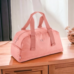 Personalisierte Tasche mit Initialen, Weekender Weekender Federtasche Initialen, recycelte Tasche, Monogramm Tasche, Handgepäcktasche, Taschen für Frauen, Tasche mit Riemen Bild 3