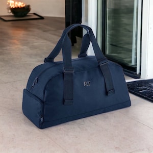 Personalisierte Tasche mit Initialen, Weekender Weekender Federtasche Initialen, recycelte Tasche, Monogramm Tasche, Handgepäcktasche, Taschen für Frauen, Tasche mit Riemen