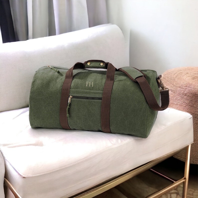 Sac de week-end personnalisé Mens Holdall, sac pour hommes pour voyager, sac de vol week-end, sac en toile vintage pour hommes, cadeau pour hommes pour Noël image 6