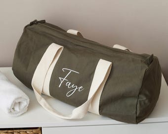 Personalised Name Duffel Bag, Bridesmaid Gifts, Cute Overnight Bag for Her, Custom Weekender Bag, Travel Bag, Initial Gym Bag, Hospital Bag