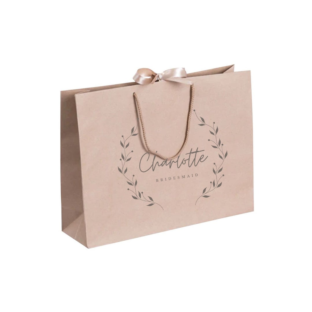 Personalised Bridesmaid Gift Bag, Name Gift Bags, White Gift Bag With