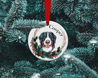 Boule de chien personnalisée, cadeau de chien, décoration de Noël pour chien, ornement de Noël, décoration de Noël, boule de chien, chien de montagne bernois