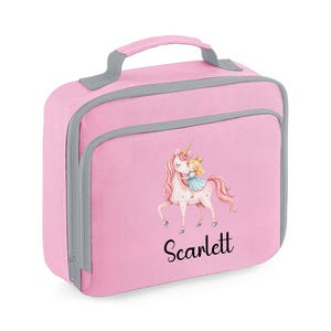Lancheira personalizada para meninas, bolsa térmica infantil com estampa de fada, unicórnio, borboleta, castelo, lancheira de volta às aulas, lancheira infantil