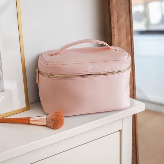 Personalised Vanity Makeup Case Monogram Initial Cosmetic Bag Toiletry Bag Bridesmaid Bag Custom Make up Bag Jewellery Box PU Leather Etsy