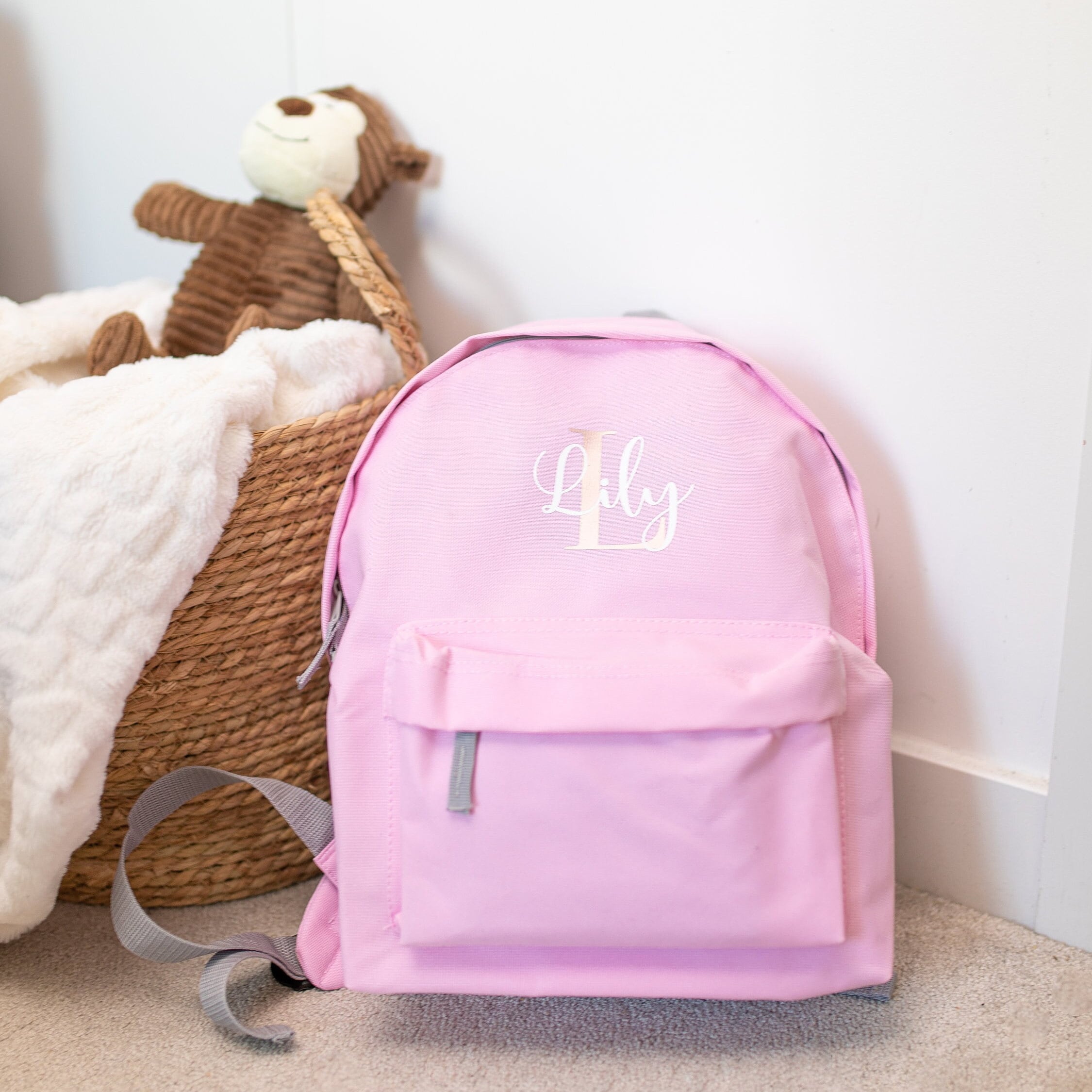 Kids initial backpack cheap