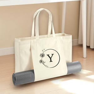 Personalised Monogram Yoga Bag, Tote Bag for Yoga, Custom Yoga Bag, Pilates Bag, Organic tote Bag, Yoga Mat holder bag, Yoga Bag with Holder