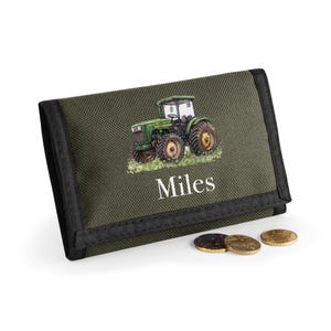 Personalisierte Kinder Geldbörse Jungen, Kinder Geldbörse, Reißverschluss Lunch Tasche Geld Geldbörse Geburtstagsgeschenk Haifisch-Traktor Dinosaurier Schulanfang