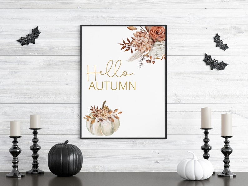 Autumn home decor, autumn wall decorations, Wall art halloween, Fall decor wall art, Pumpkin autumn poster, Pumpkin prints, autumnal prints image 3