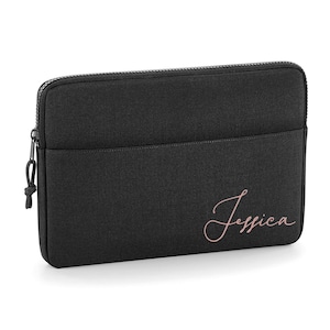 Black Personalised Laptop Bag, University Gift, Laptop Case, Initial Tablet Bag, Monogram Document Bag, Laptop Case, Computer Bag, 15&quot; Size