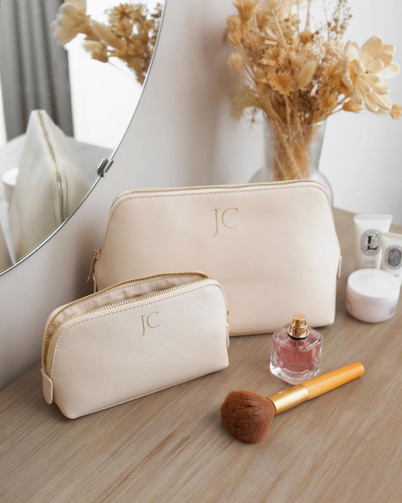 Personalised monogram cosmetic bag, custom makeup bag, personalized gift for her, personalised gift for bridesmaid, makeup organiser, gift image 6