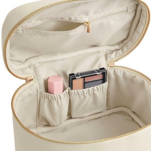Personalised vanity makeup case, monogram initial cosmetic bag, toiletry bag, bridesmaid bag, custom make up bag, jewellery box, PU leather image 7