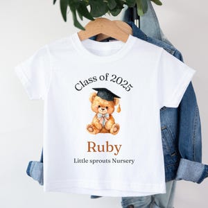Nursery Preschool Playgroup Leavers T-Shirt, Personalised Class of Design with Custom Name & Text, Graduation Keepsake, Last Day Gift