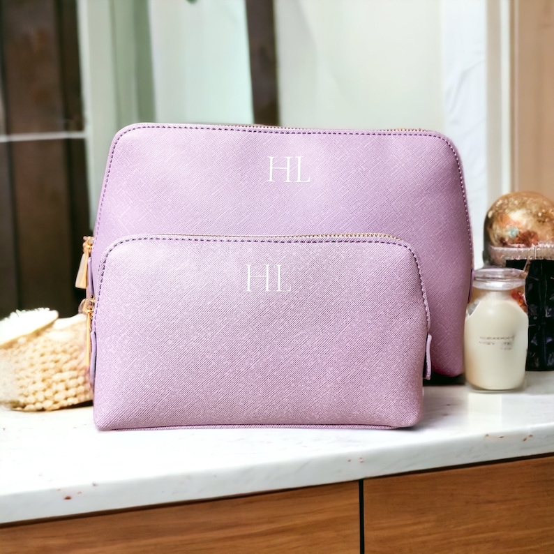 Personalised monogram cosmetic bag, custom makeup bag, personalized gift for her, personalised gift for bridesmaid, makeup organiser, gift image 5