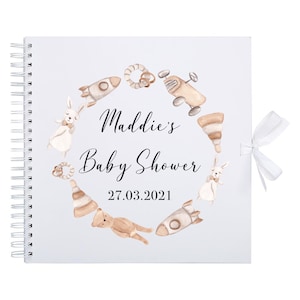 Personalised Baby Shower White Guest Book Scrapbook, baby shower gift, baby memory book for mum to be, pregnancy gift, scrapbook album book