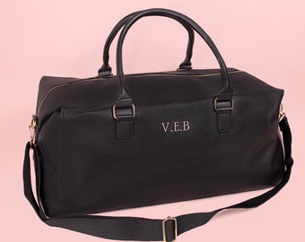 Personalisierte Tasche mit Initialen, Weekender Holdall Initialen, Kunstledertasche, Monogrammtasche, Handgepäcktasche, Taschen für Frauen, Tasche mit Riemen