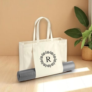 Personalised Monogram Yoga Bag, Tote Bag for Yoga, Custom Yoga Bag, Pilates Bag, Organic tote Bag, Yoga Mat holder bag, Yoga Bag with Holder