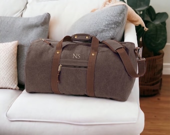 Personalised Mens Holdall Weekend bag, Mens bag for travelling, Weekend Flight Bag, Vintage canvas bag for men, mens gift for christmas